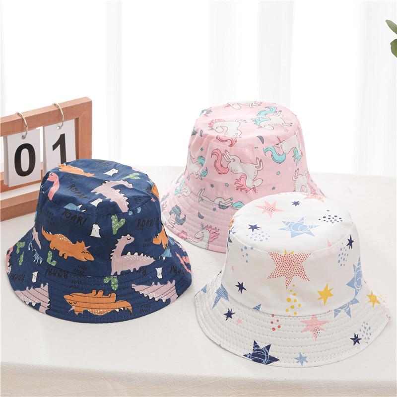 Cartoon Printed Baby Bucket Hat Spring Summer Panama Hat For Kids Sun Hat Soft Cotton Children Boys Girls Beach Cap