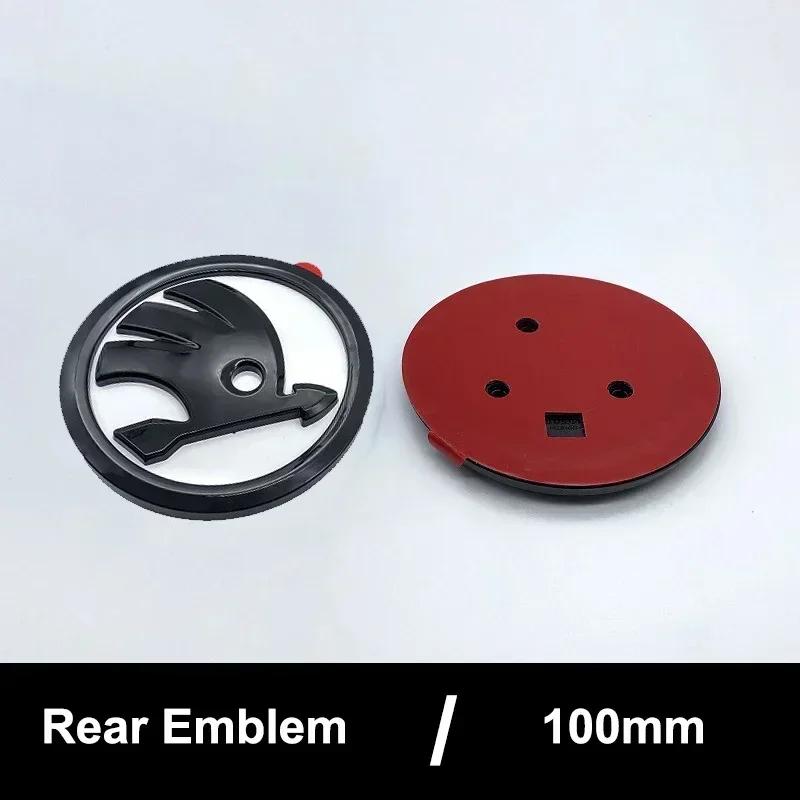 DYZ5 ABS 100mm Front Rear Emblem Decals for Skoda Yeti Superb Octavia A7 RS Rapid Fabia Karoq Car Trunk Badge Sticker Accessories