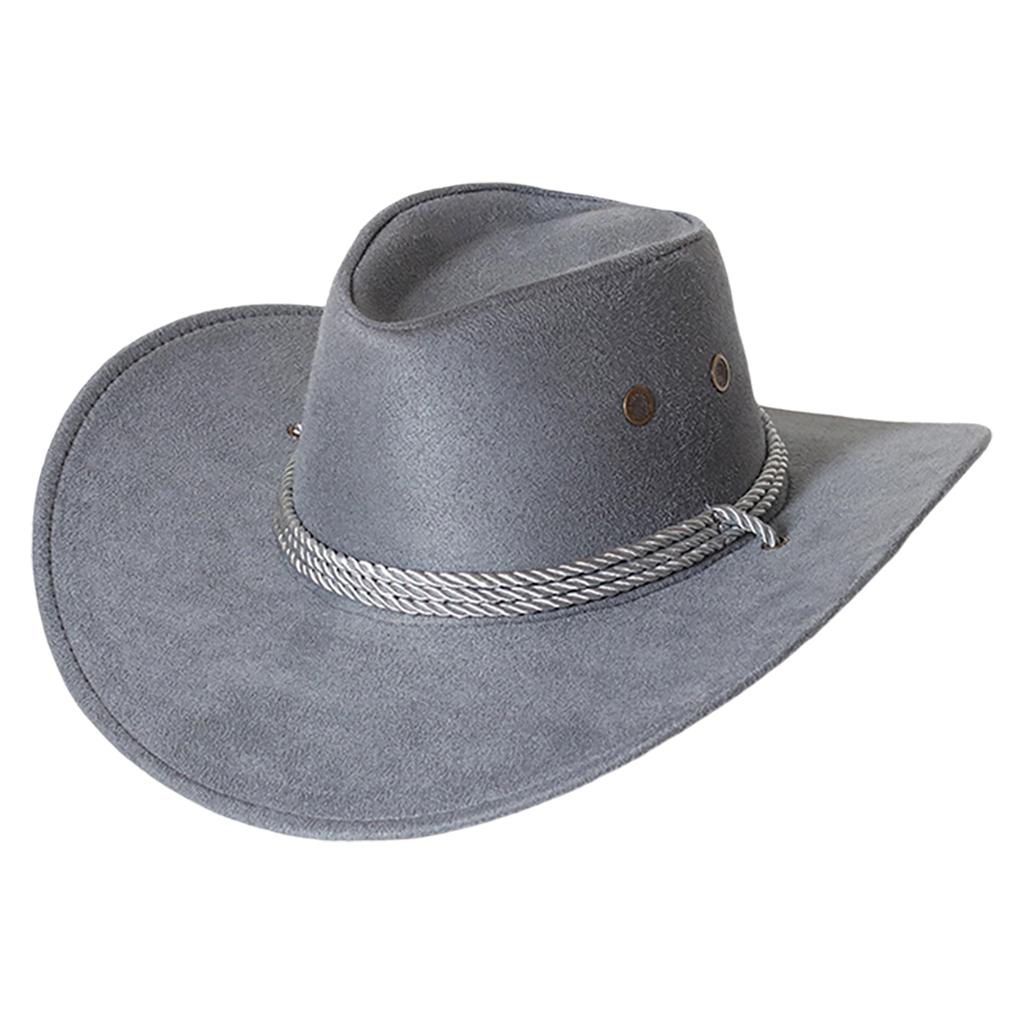 Men's Classic Cowboy Hat Western Cowboy Hat Outdoor Sun Hat Adjustable Drawstring Felt Hat