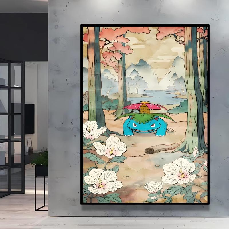 Canvas Printing Pokemon Pikachu Classic Anime Character Poster Modern Retro Style Home Room Decor Friends Gifts High Quality