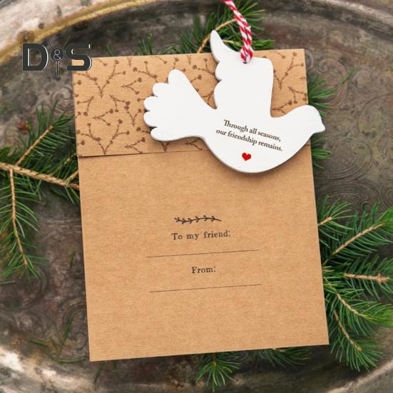 Рождественское украшение дружбы, деревянный белый голубь с конвертом, украшение в виде голубя дружбы, подарок лучшему другу