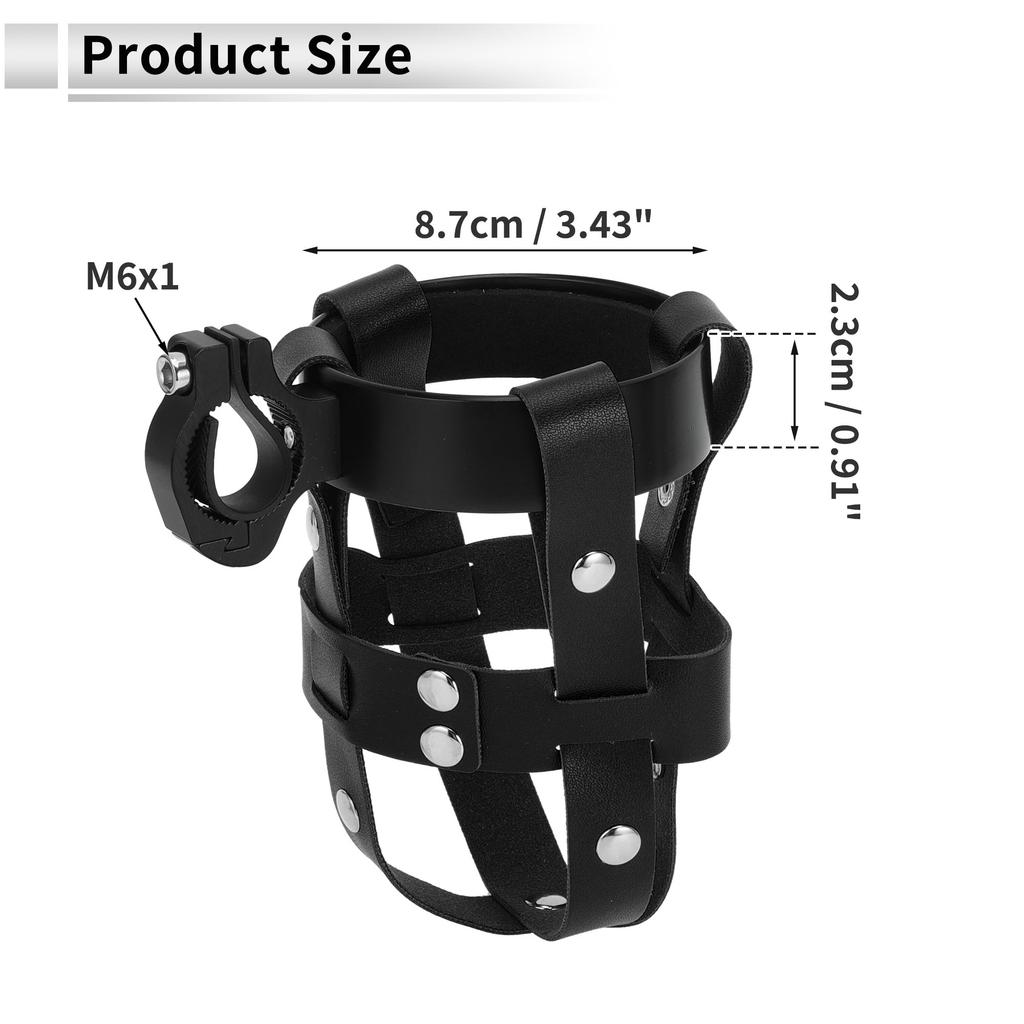 Motoforti Universal Motorcycle Bike Drink Holder Motorbike Bicycle Water Bottle Cup Holder Screw Brown Black PU Aluminum Alloy