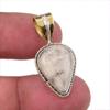 Natural Jasper Gemstone 925 Solid Sterling Silver Two Tone Pendant 1.25" L0v02