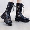 New Soft Leather Hollow 2025 Spring and Summer Hole Martin Boots Thick-soled Non-slip Fashionable Versatile High-top Women's Cool Boots