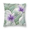 Sage Green Purple Floral Square Pillowcase Polyester Linen Velvet Pattern Zip Decor Throw Pillow Case Car Cushion Cover