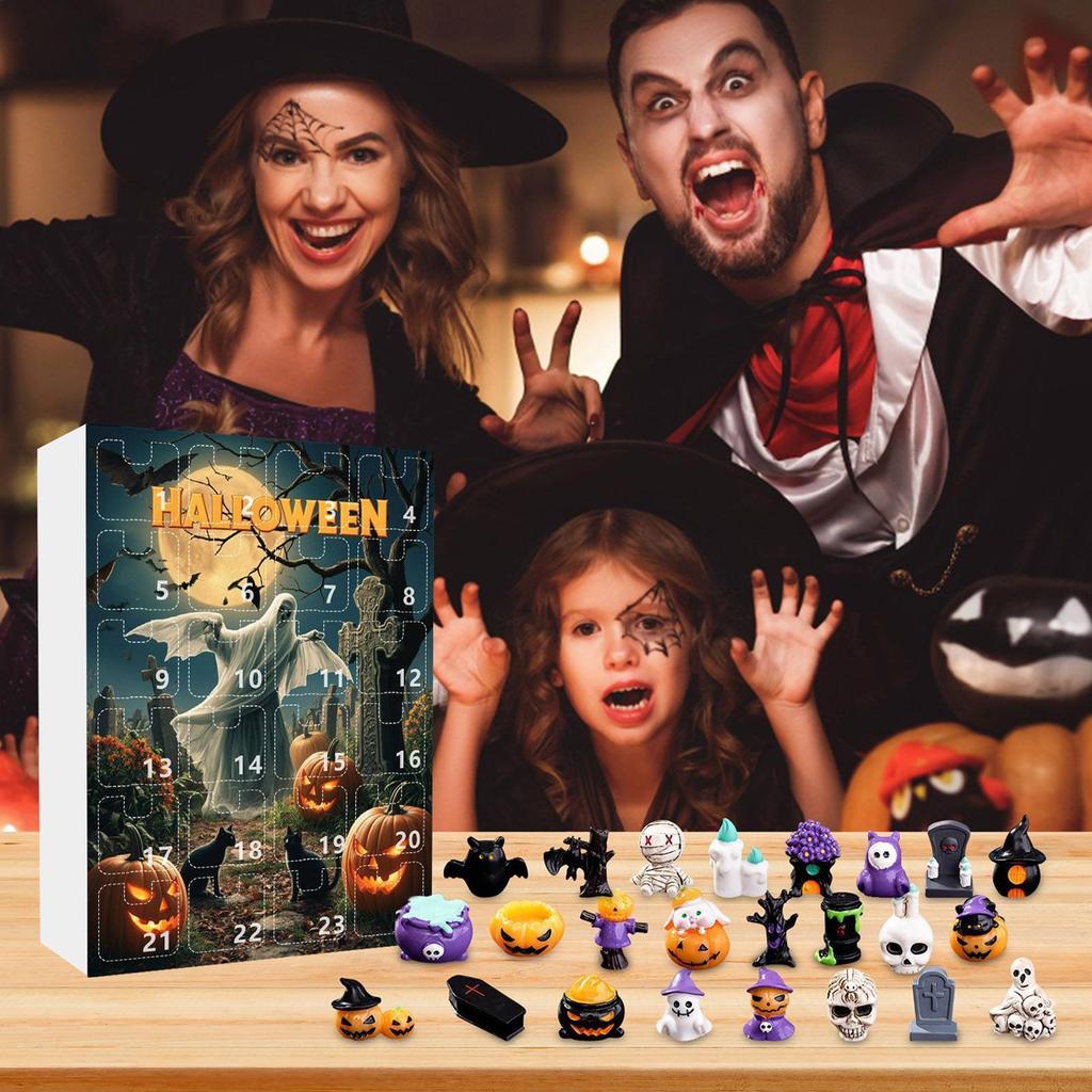 Halloween Figurine Advent Horror Season Advent Countdown Calendar 24 Days Resin Spooky Figurine For Halloween Desktop Windowsill