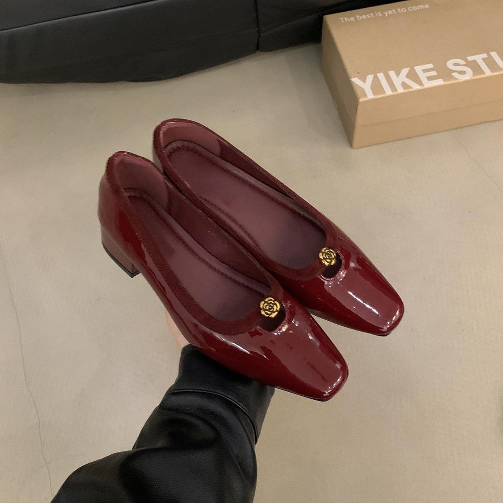 Лакированные туфли-лодочки на толстом каблуке, универсальные туфли, женская осенняя обувь на мягкой подошве, весенне-осенние туфли на низком каблуке, женская обувь