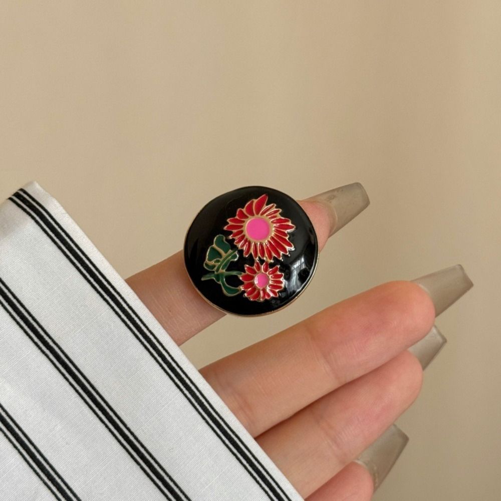 Luxury Enamel Ring Vintage Chunky Ring Personality Retro Drip Oil Ring Jewelry Gift