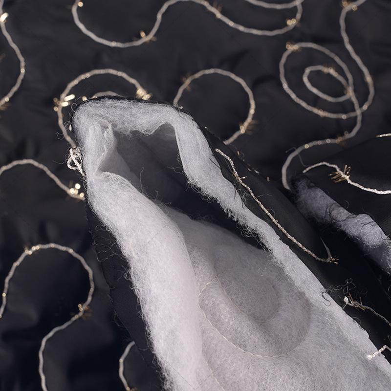 1 м Полиэстер Стеганая Вышитая Блестками Вышитая Ткань Стеганая Ткань на Хлопковом Наполнителе для Пуховиков Сумок Рождественского Декора