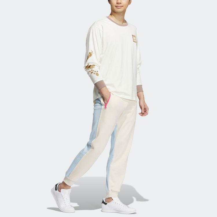 Adidas Originals X Melting Sadness CNY Edition Rabbit Year Logo Spliced Color-Block Joggers Unisex Bottoms White HY7258