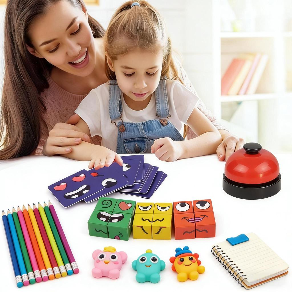 Classic Childrens Rubiks Cube Interactive Puzzle Toy With Expressive Face Blocks For Parentchild Play