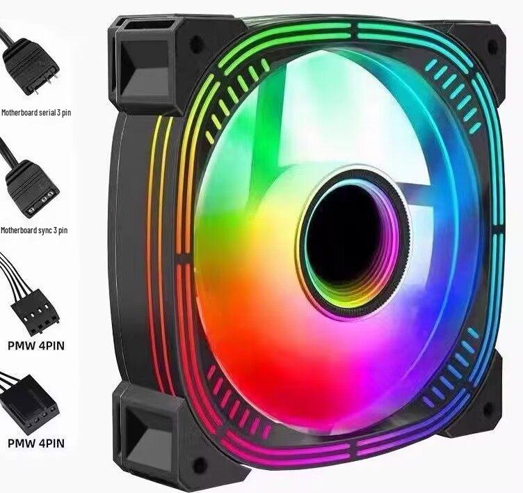 Корпус Prism 12см ARGB Вентилятор охлаждения для ПК, 3-контактный, 12В/5В, Контроль температуры, Бесшумная работа