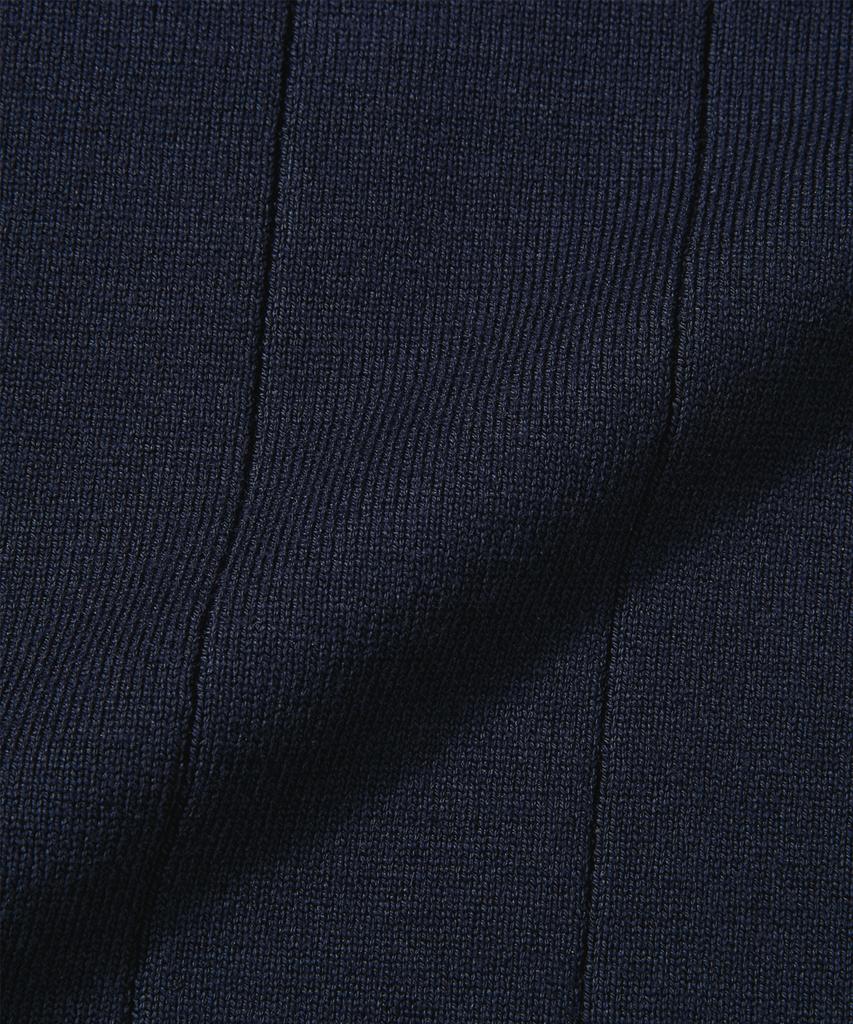 AGOD V-Neck Collared Short-Sleeve Knit Shirt [Navy]