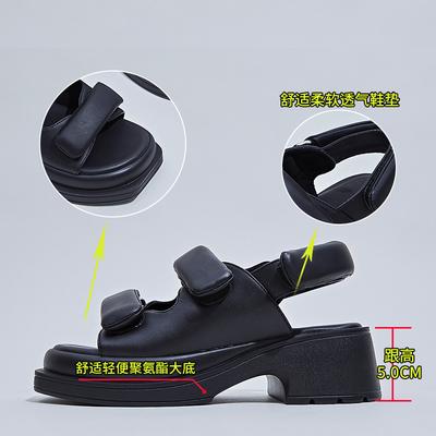 Новые сандалии 2025 лето женская мода и комфорт толстый каблук липучка спортивные сандалии повседневные маленькие ароматные сандалии