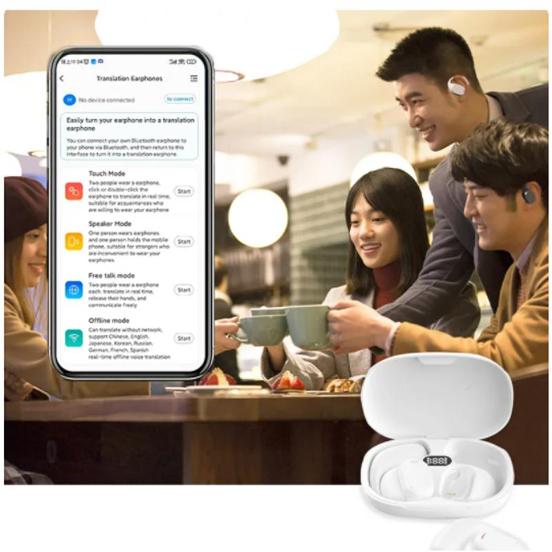 Переводчик Наушники-вкладыши с функцией перевода на 144 языка Bluetooth-наушники для путешествий с музыкой и звонками, использование с приложением