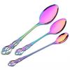Juice Spoons Coffee Stirring Cutlery Set Colorful Teaspoon Dinnerware Ice Cream Long Handle Scoop Tableware Flatware Kitchen Tools