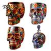 Niche Atmosphere Bar Decor Day of The Dead Wine Glass, with 3D Relief Painting, Hand-Painted Unique Three-dimensional Glass Gothic Skull Whiskey Cup,