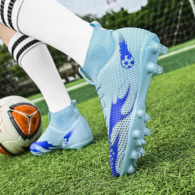 Мужские футбольные бутсы с высокими носками 33-45, молодежная спортивная обувь, футбольные тренировочные кроссовки, детские футбольные бутсы для художественного макияжа, газона