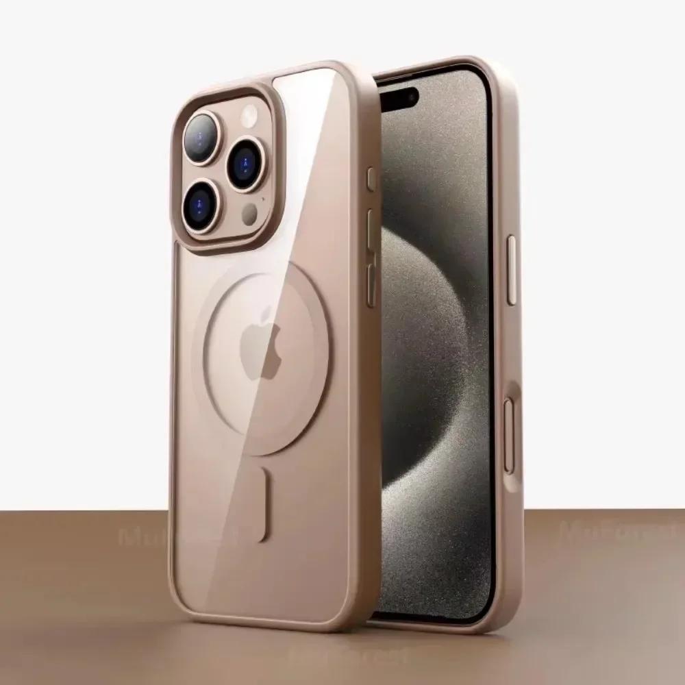 Магнитный Беспроводной Прозрачный Чехол Для iPhone 16 15 14 13 12 11 Pro Max Plus Акриловый Для Magsafe Прозрачный Жесткий Противоударный Чехол