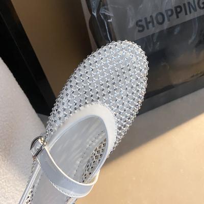 Сетчатые Дышащие Стразы Универсальные Женские Новые Зарубежный Стиль Нишевый Ремень Туфли Мэри Джейн на Плоской Мягкой Подошве Женская Обувь