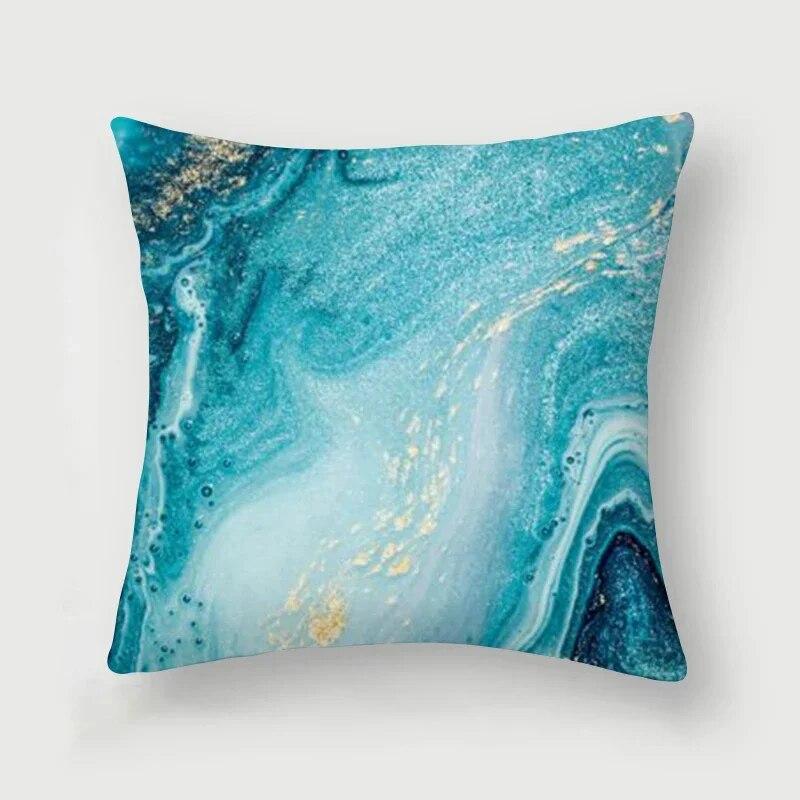 Nordic Blue Marble Polyester Pillowcase Sea Rock Texture Bedside Sofa Chair Throw Pillow Cushion Cover Home Decor