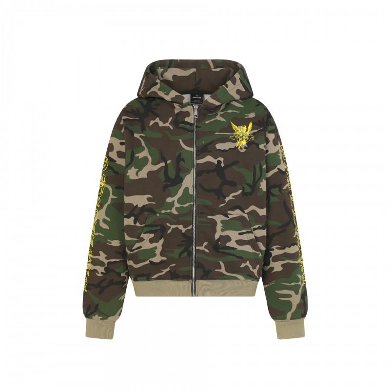 ARES Heavyweight Gothic Camo Hoodie Men American Style Casual Streetwear