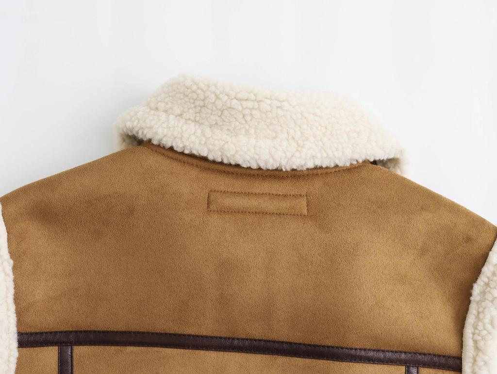 Y 2023 Осень/Зима Женский европейско-американский жилет на молнии с меховыми отворотами: Универсальный и повседневный