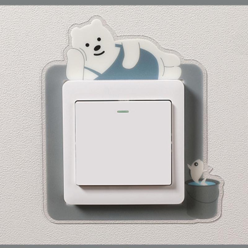 Светящаяся в темноте наклейка на стену для выключателя, защитная крышка, современный простой светильник, двойной выключатель, декоративная рамка для дома