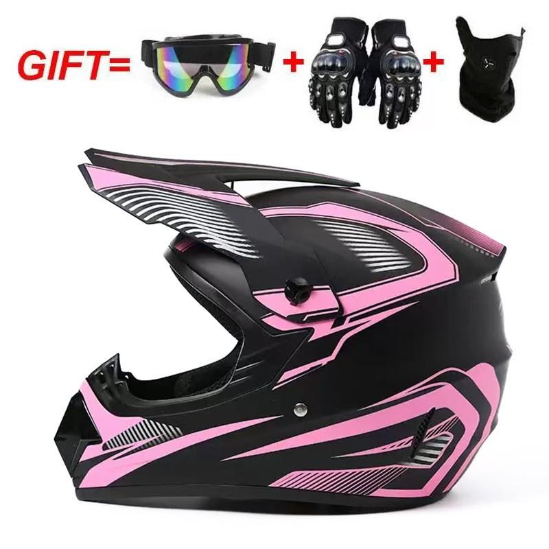 Full Face Motorcycle Helmet Off-Road ATV Dirt Bike Cycling With Visor Gloves Mask EPS Shell S M L XL
