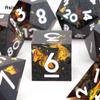 7 шт. черно-белые кубики с острыми краями из смолы, многогранные кубики, подходящие для ролевых ролевых игр, настольная игра