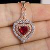 BELLA BOX Горячие продажи в форме сердца, рубиновые драгоценные камни, цвет розового золота, 5А, циркон, цепочка на ключицу, простое хрустальное ожерелье для женщин, свадебные украшения, оптовая продажа
