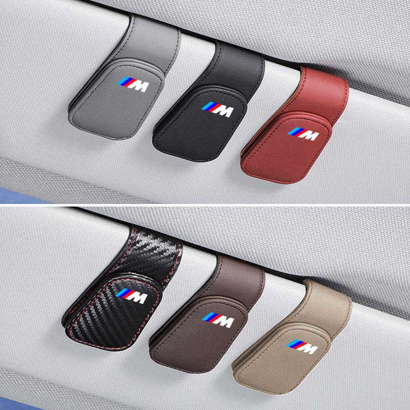 KSMH6 Car Sun Visor Magnetic Leather Sunglasses Clip For BMW M Performance E46 E90 E60 F20 X1 F10 F30 X3 E70 E87 E36 G11 X