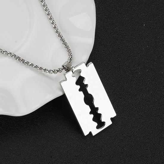 Стильные геометрические подарки на день рождения из нержавеющей стали для женщин и мужчин в форме лезвия свитер-цепочка ювелирные изделия для повседневной жизни кулон ожерелье