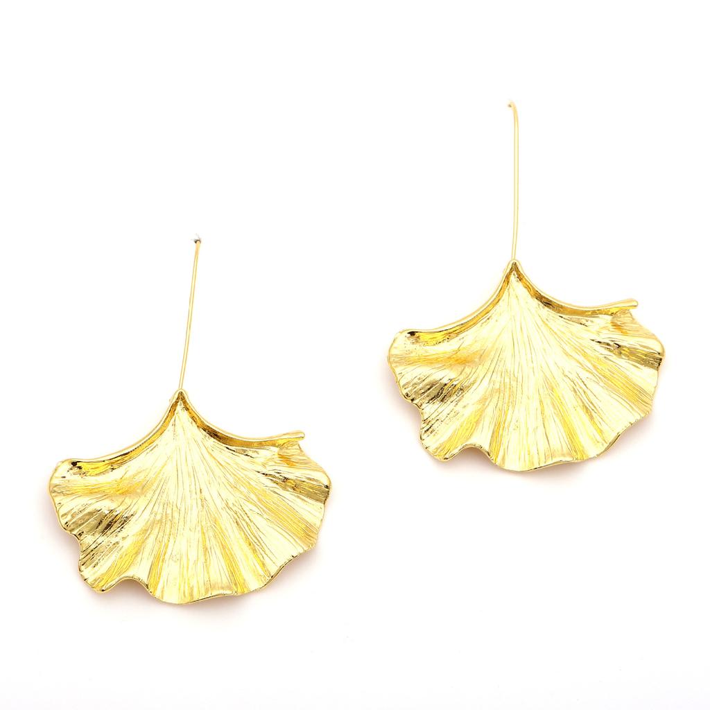 Fashionable, Exaggerated, Simple and Creative, Metallic Texture, Ginkgo Leaf Alloy Earrings and Pendants