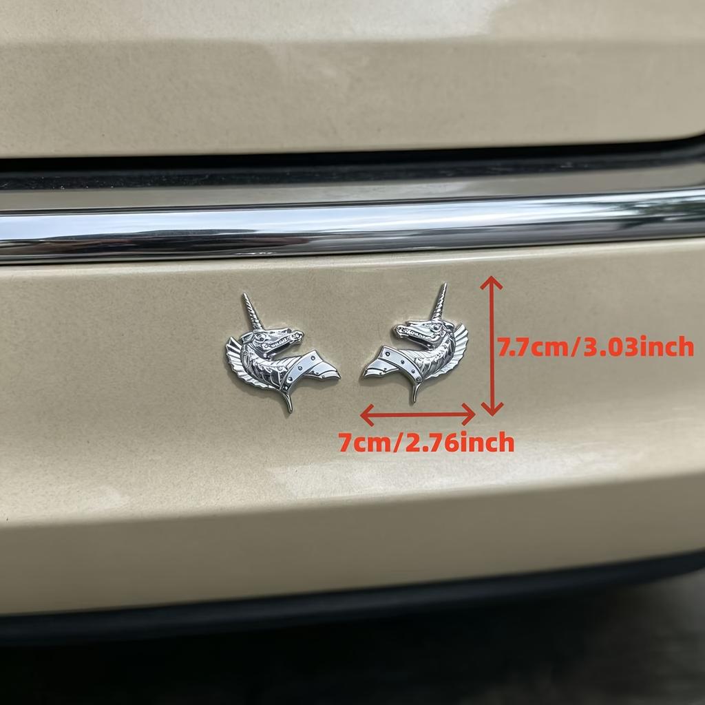 Car Emblem External Additions Modification Metal Side Badge Waterproof Sunscreen Car Emblem Tail Badge Unicorn Body Decoration Car