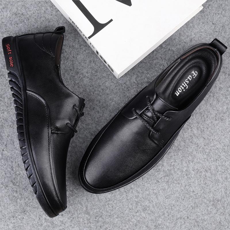 Fashion Genuine Leather Men Business Shoes Fashion Men's Oxford Shoes Lace-Up Male Breathable Casual Shoes Spring Summer Flats Sneakers