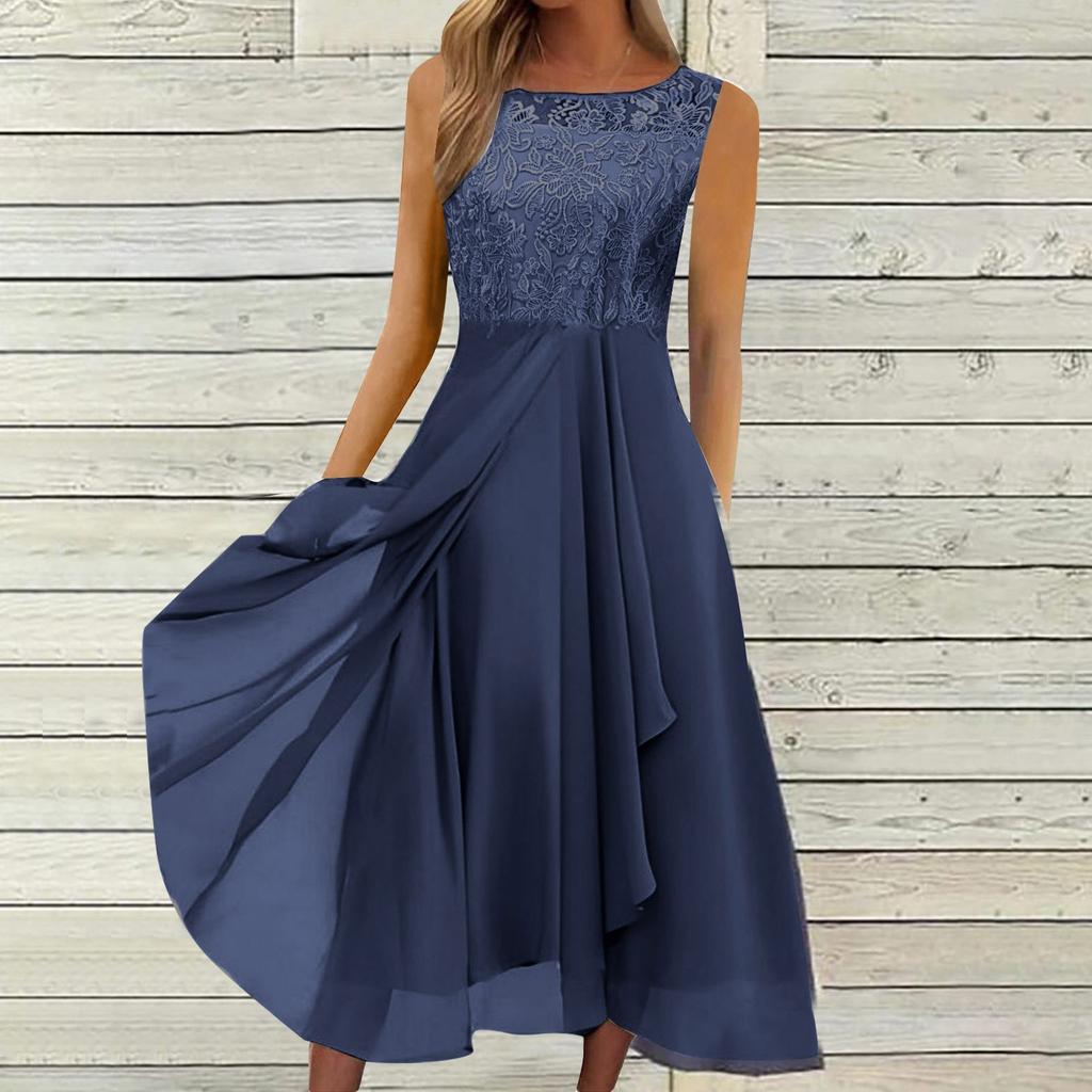 Женское платье Шифоновое элегантное кружевное лоскутное платье без рукавов с вырезами Вечернее платье подружки невесты