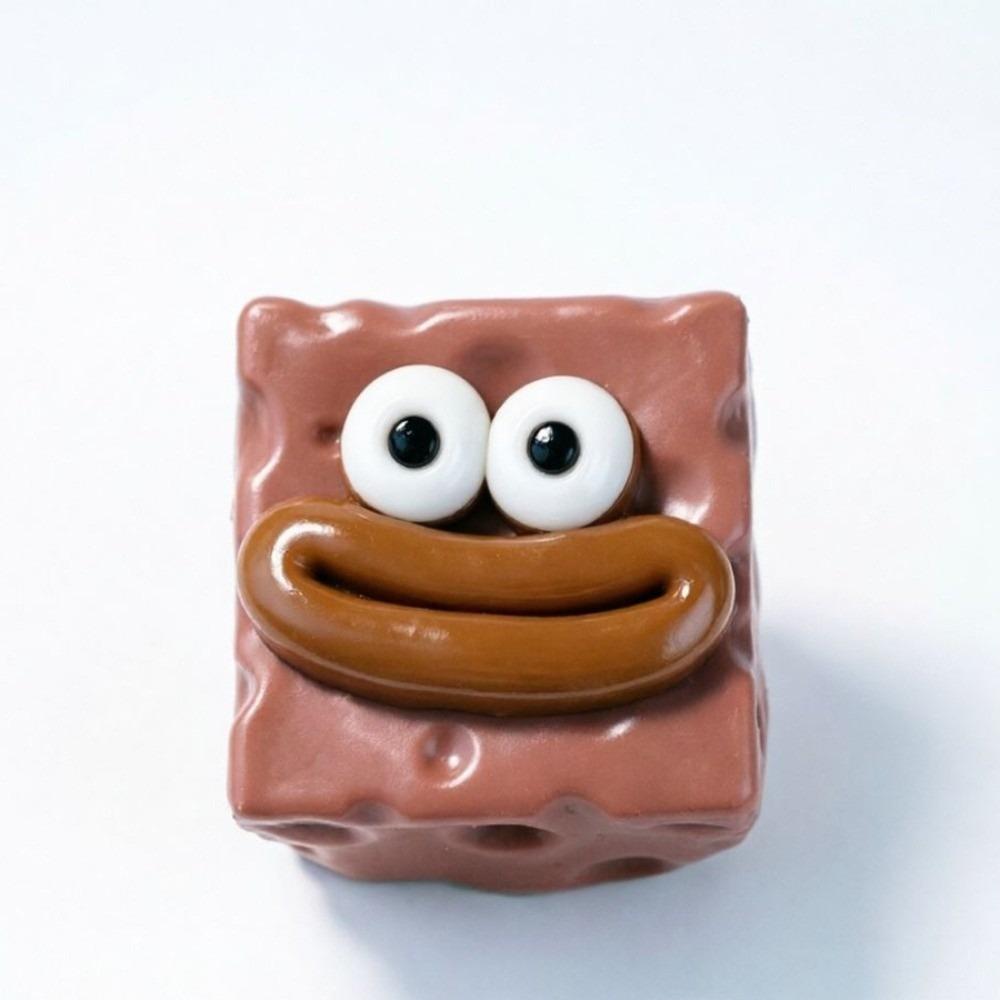 Sausage Mouth Cheese Fidget Toy Big Eyes Cheese Cube Squeeze Toy Cheese Pinch Blocks Desktop Use