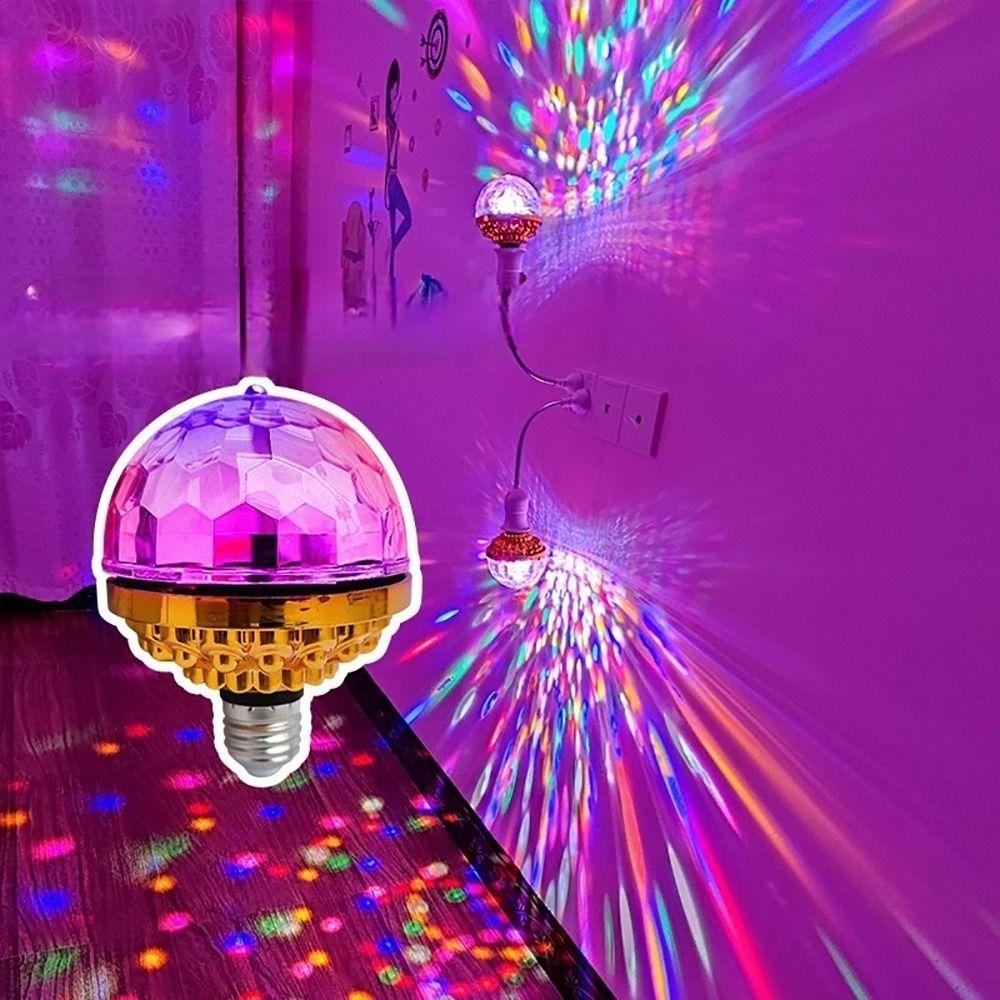 1Pcs E27 RGB Projection Lamp Crystal DJ Disco Ball Light Rotating Magical Ball Light  KTV Bar Stage