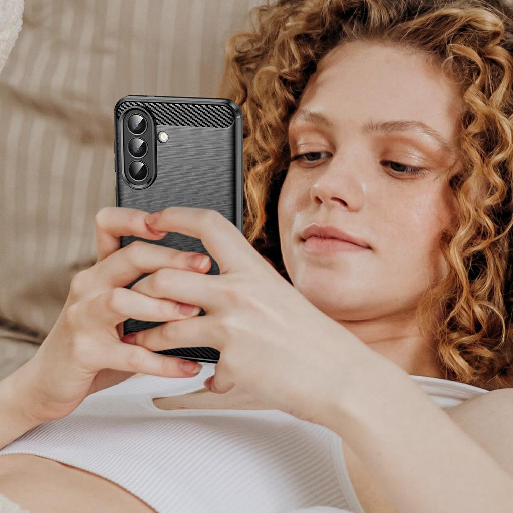 Для Samsung Galaxy A57 5G Чехол Защитная Крышка для Телефона Текстура Углеродного Волокна Матовая