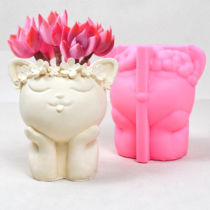 Silicone Molds Resin Casting Mold Home Decorations Cute Flowerpot Molds Candle Cup Mold Gift for Craft Lover