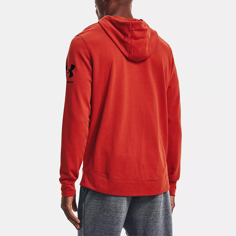 Under Armour Rival Terry Logo Print Loose Training Zip-Up Hoodie Men Hoodies Glossy-Red 1361606-839