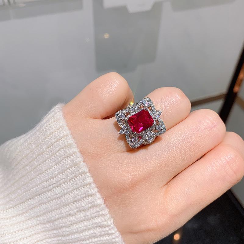 Украшения на новый год с длинными волосами и бриллиантами, имитация красного корунда, кольцо с желтым бриллиантом