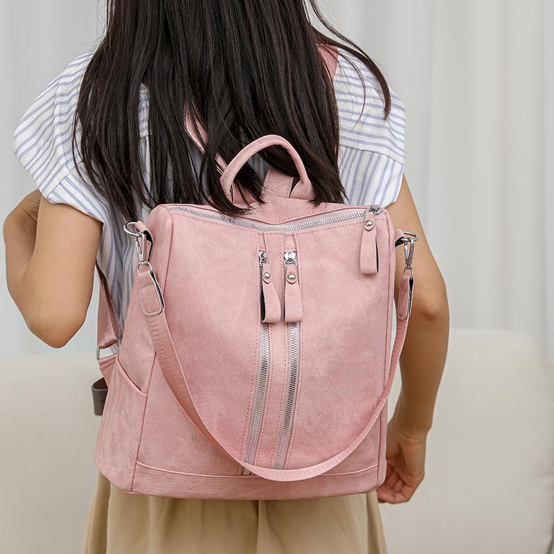 Рюкзак для пригородных поездок, женская сумка с двойной молнией, многофункциональная дорожная сумка через плечо