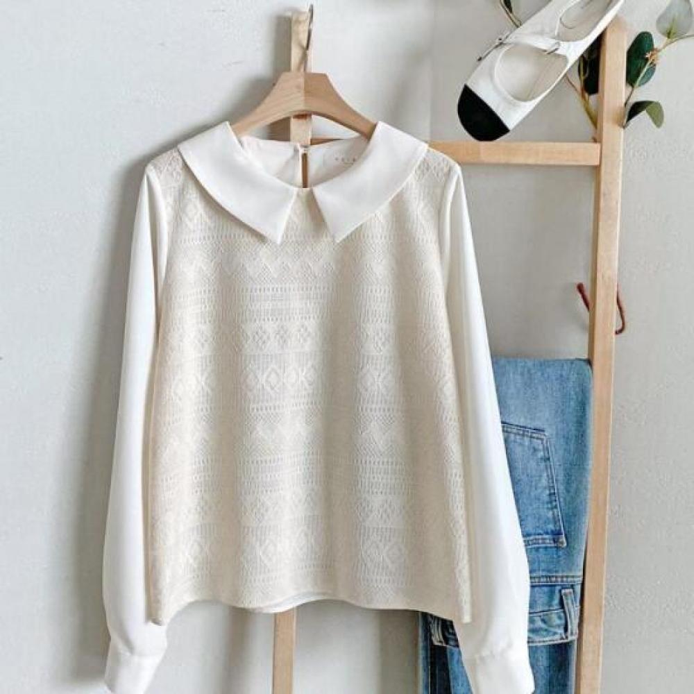 New ArrivalS Open Run Women S Round Collar Lace Layered Long Sleeve blouSe