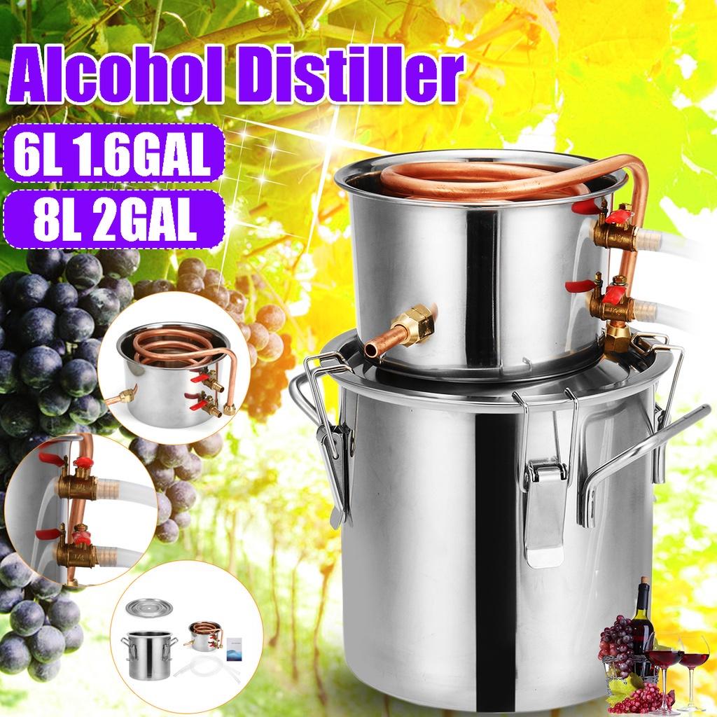 8 л/2 галлона дистиллятор аламбик, самогонный аппарат для спирта, нержавеющая медь, набор для заваривания воды, вина, бренди, эфирное масло