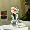 Round Base Crystal Flower Figurine Handmade Glass Flower Statue Crystal Sunflower Collectible  Wife