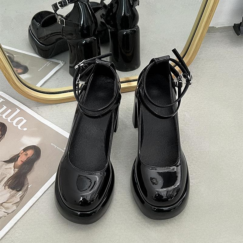 Весенняя женская обувь FiveFive, модные туфли-лодочки Мэри Джейн на массивном каблуке с круглым носком, белые сексуальные туфли на высоком каблуке с ремешком на щиколотке