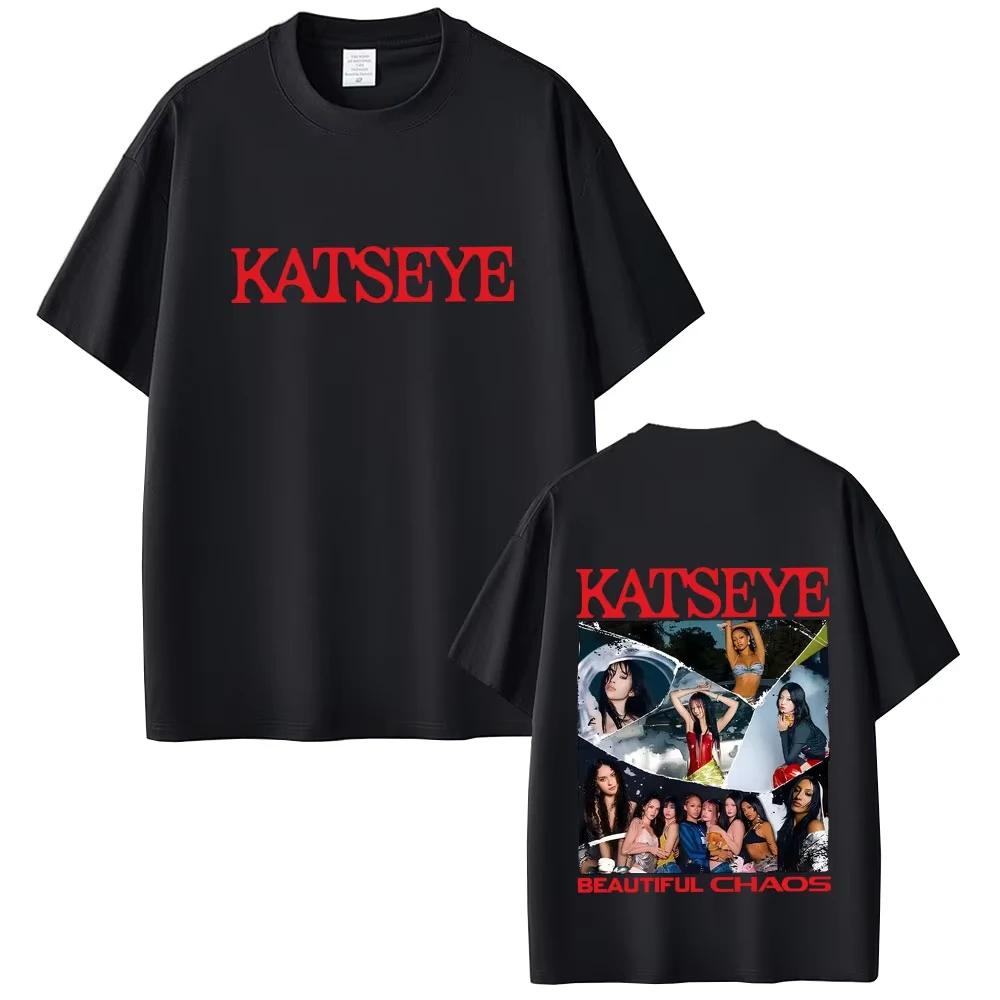 Корейская женская группа KATSEYE Красивый Хаос Графические Футболки Мужские Женские Повседневные Мягкие Хлопковые Футболки Мужская Мода Y2k Оверсайз Топы