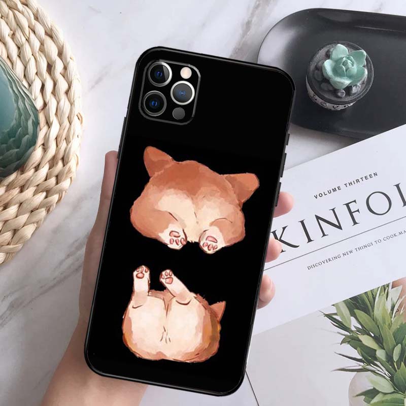 Милый Корги Собака Мягкий Чехол Для iPhone 16 Pro Max 13 12 Mini XS Max X XR 11 15 Pro Max 14 Plus Задняя Крышка